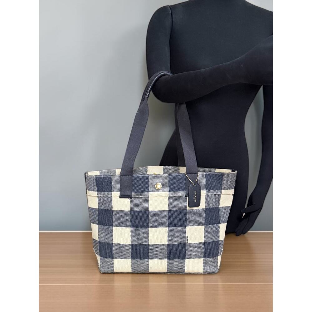 Coach F25919 Buffalo Plaid Canvas Tote Bag & F26620 Large Wristlet - Picture 8 of 14